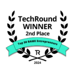 TechRound winner badge, 2nd place Top 50 BAME Entrepreneurs 2024